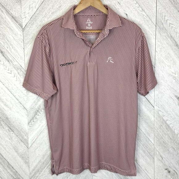 Rhoback Polo Shirt Mens Medium M Red Texas Flag Print Golf Performance - Picture 1 of 6